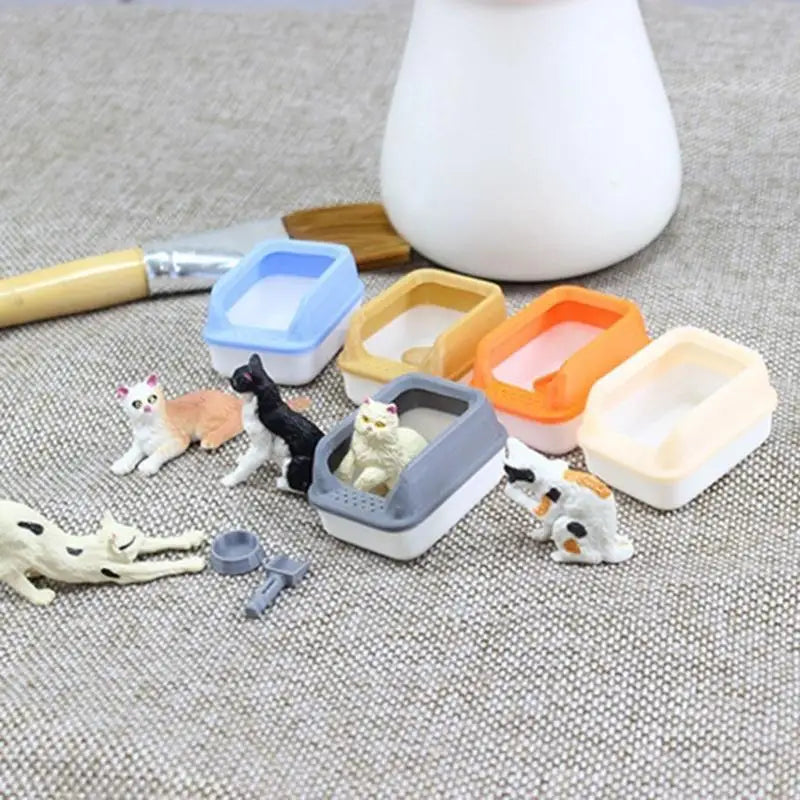 1:12 Dollhouse Miniature Pet Litter Box Set – Cat Playset