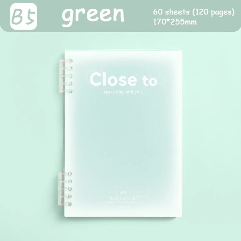 Simple Stationery A5/B5 Binder Notebook Horizontal Line Gradient Color Kawaii Loose-Leaf Notebook 60 Sheets PVC Cover Peaceful Pleasures Health and Wellness