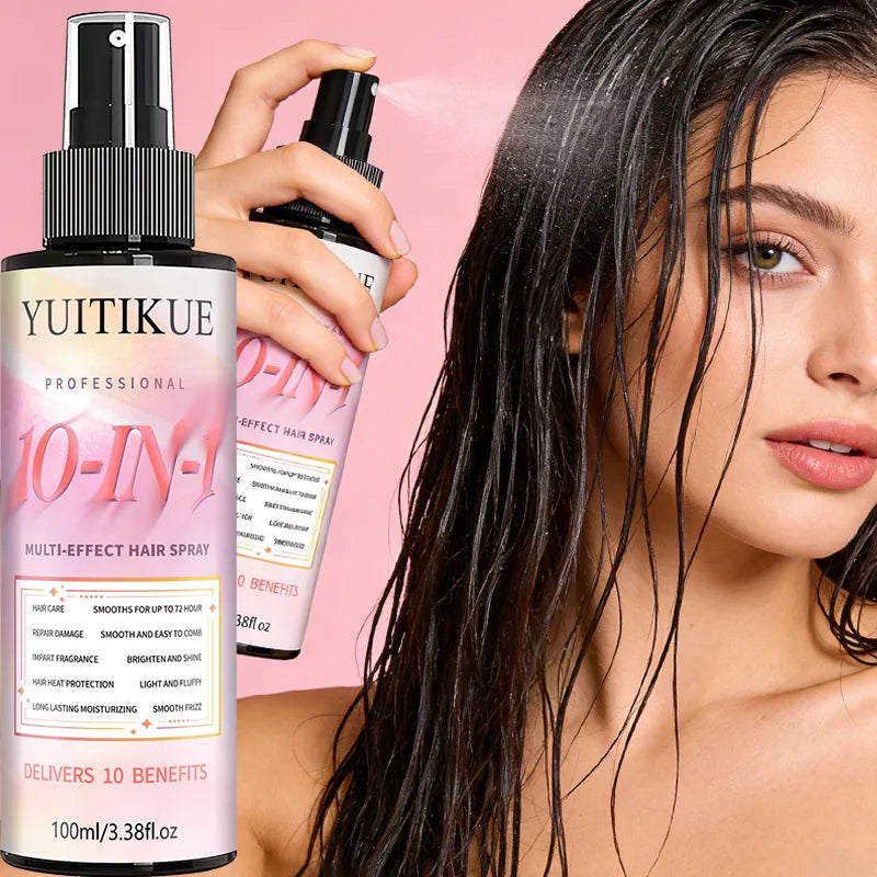 YUITIKUE 10-IN-1 Multi-Effect Hair Spray | Professional 10 Benefits Formula | For Frizz Control, Heat Protection & Shiny Hair Peaceful Pleasures Health and Wellness