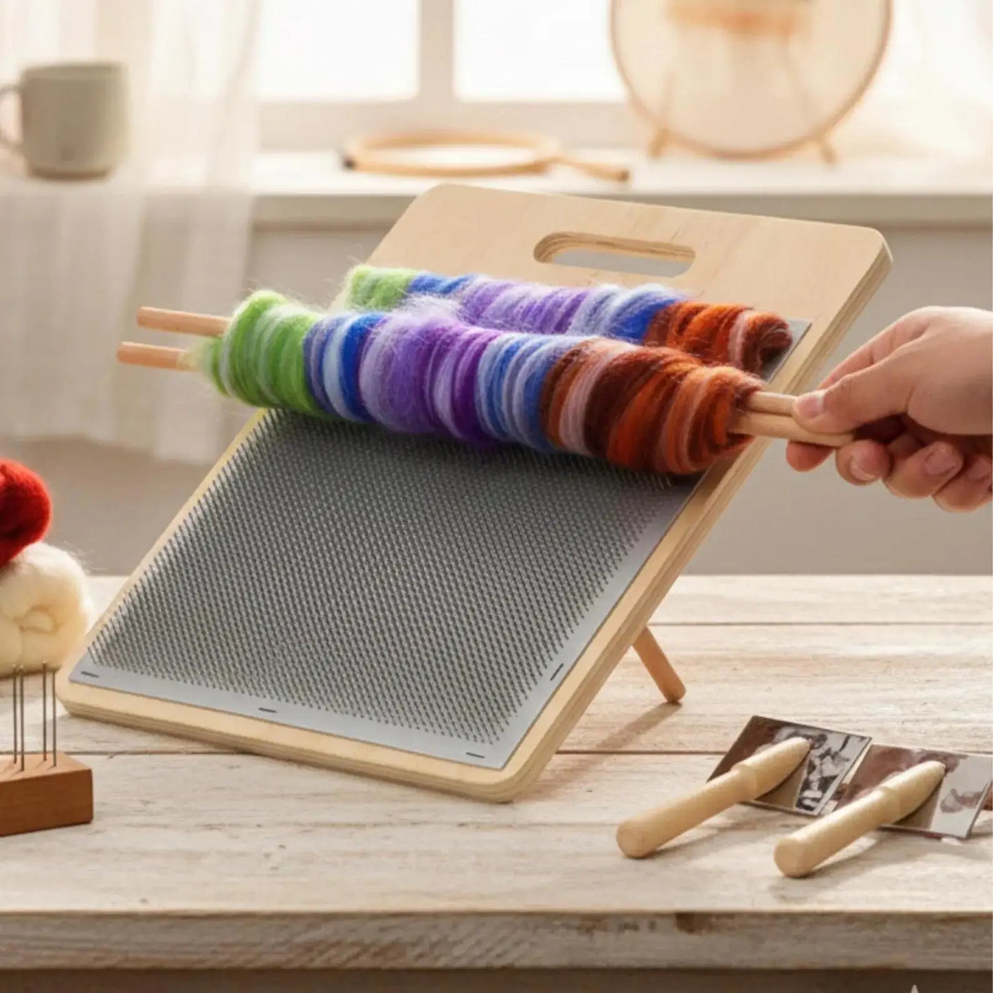 Wool Carding Board Hand Wool Carders Fiber Blending Mat for Wool Felting Making Rolags Fiber Mixing Preparation DIY Craft Tools Peaceful Pleasures Health and Wellness