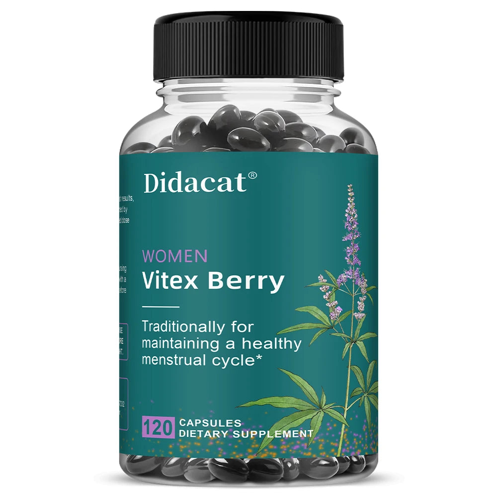 Vitex Berry Extract Capsules, Herbal Nutritional Supplement for Women Menopause, Supports Sleep, Gentle Physical & Emotional Peaceful Pleasures Health and Wellness 120 count-1 bottle