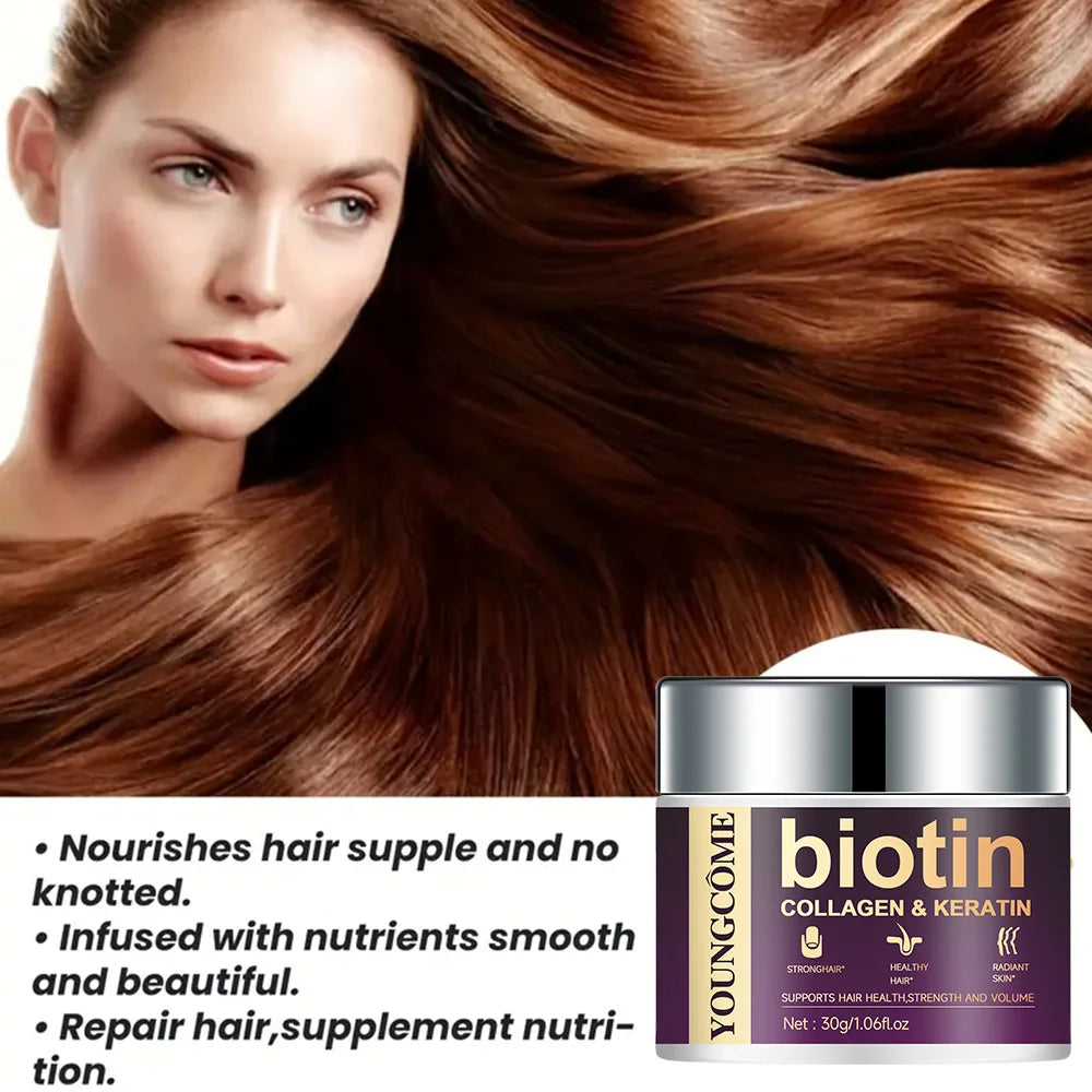 YOUNGCOME Biotin Hair Mask – Collagen & Keratin Frizz Repair Keratin Hair Mask Peaceful Pleasures Health and Wellness