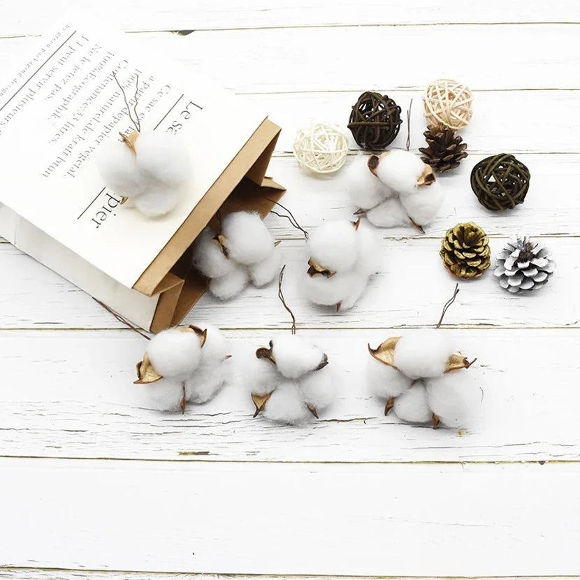 Cotton Ball Artificial Flowers 10/20Pcs – Wedding & Home Decor