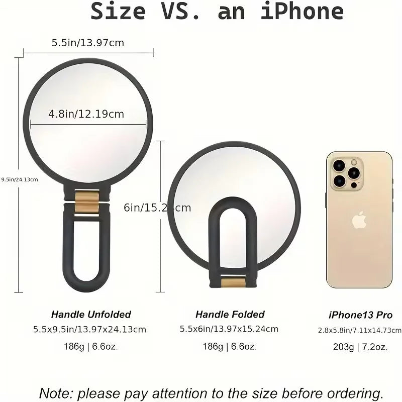Double-Sided Handheld Makeup Mirror | 20x Magnification Foldable