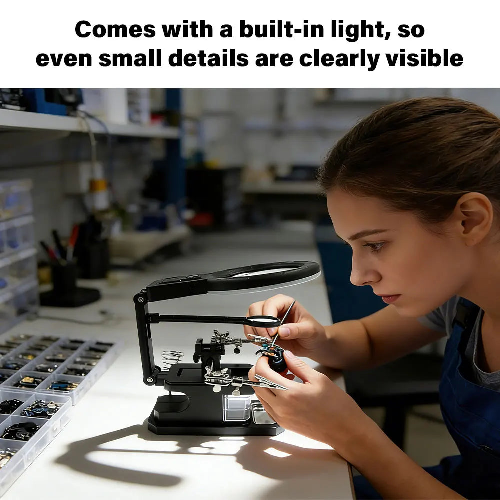 NEW 2.5X 4X 16X Magnifying Glass Soldering Stand with 16 LED Lights - Third Hand Tool for Welding Repair and Inspection Work Peaceful Pleasures Health and Wellness