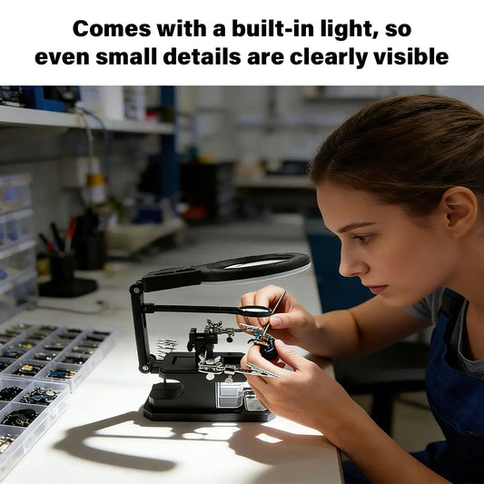 NEW 2.5X 4X 16X Magnifying Glass Soldering Stand with 16 LED Lights - Third Hand Tool for Welding Repair and Inspection Work Peaceful Pleasures Health and Wellness