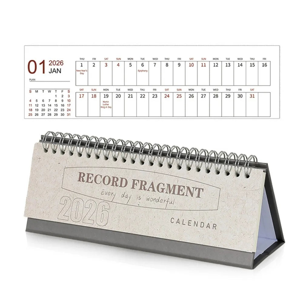 2026 Calendar Desk Calendar Portable Size Simple Style Desktop Display Desktop Decoration Monthly Planner Classroom Use Peaceful Pleasures Health and Wellness Brown