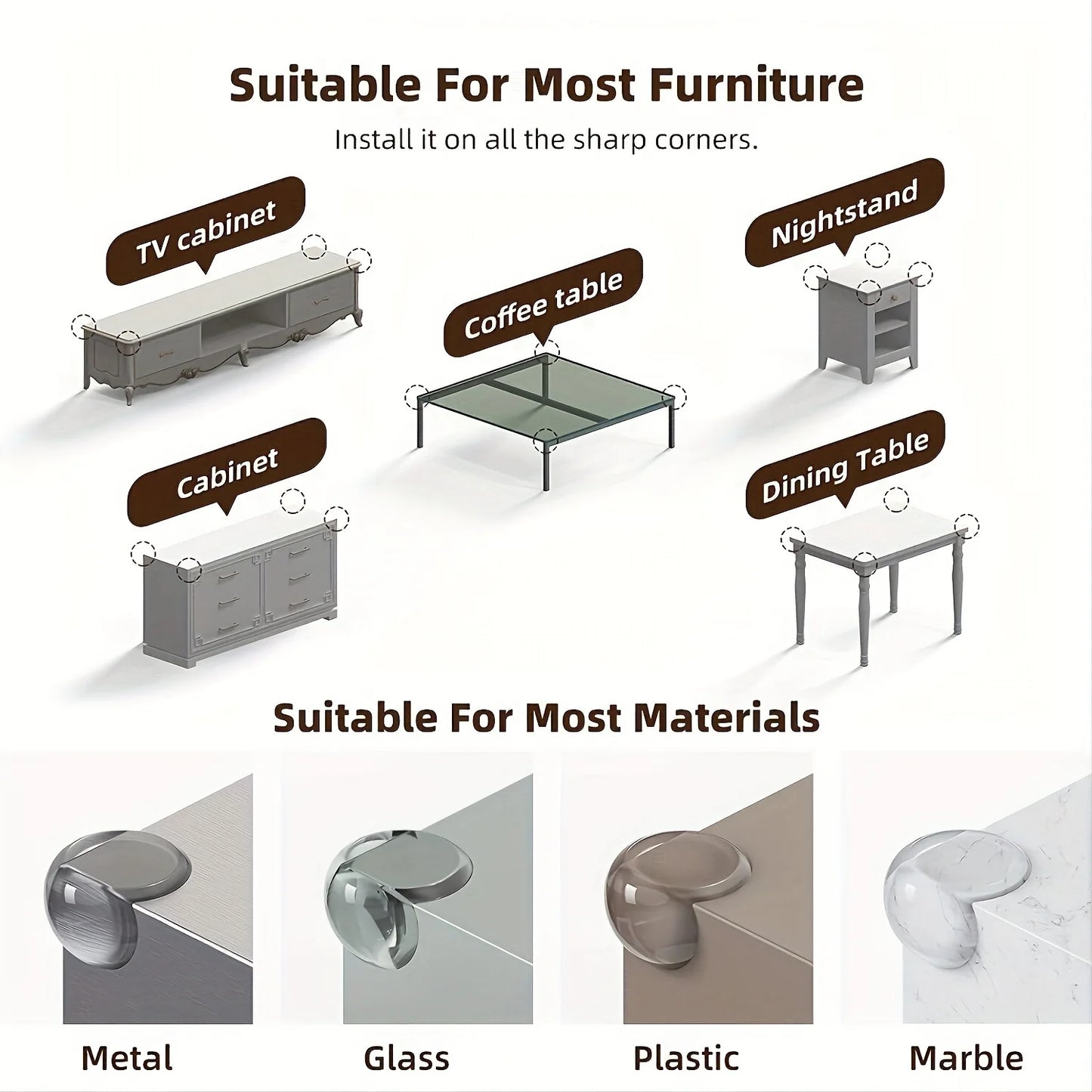 Soft Durable Rubber Corner Protectors Safe Table Corners Child Safety
