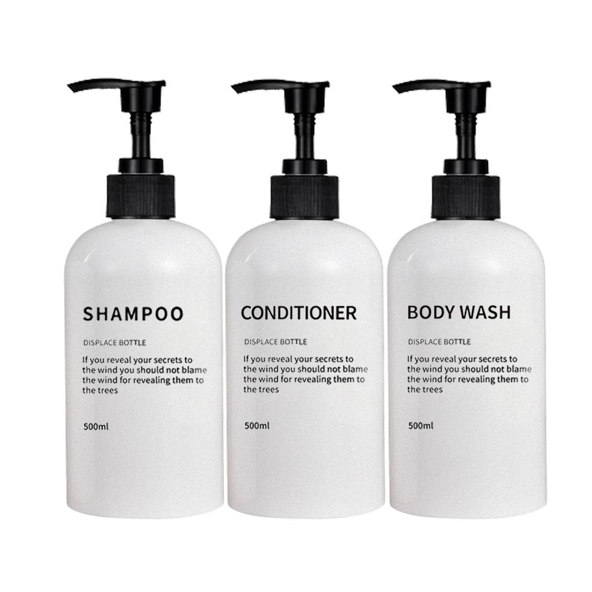 3 Pack Soap Dispenser Shampoo and Conditioner Dispenser Body Wash Shower Bottles Refillable Lotion Dispenser Bottle Peaceful Pleasures Health and Wellness White 2