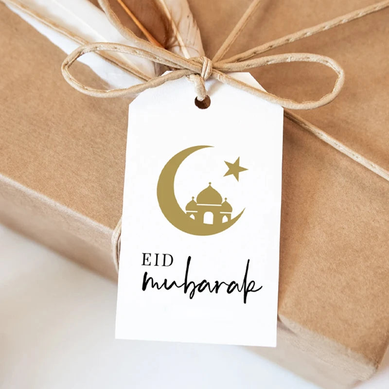 10pcs Eid Mubarak Diamond Hangtags | Gold Moon Star Gift Tags Eid Gift Hangtags Peaceful Pleasures Health and Wellness
