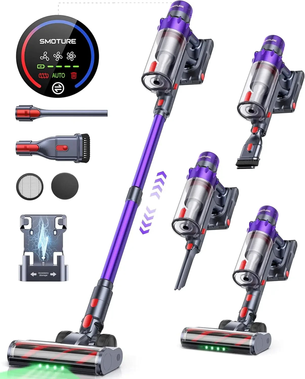 Cordless Vacuum Cleaner 600W 50KPA 65 Min Runtime, Self-Standing Stick Vacuum with Auto Mode for Pet Hair Carpet Floor Peaceful Pleasures Health and Wellness United States