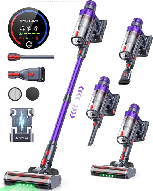 Cordless Vacuum Cleaner 600W 50KPA 65 Min Runtime, Self-Standing Stick Vacuum with Auto Mode for Pet Hair Carpet Floor Peaceful Pleasures Health and Wellness United States