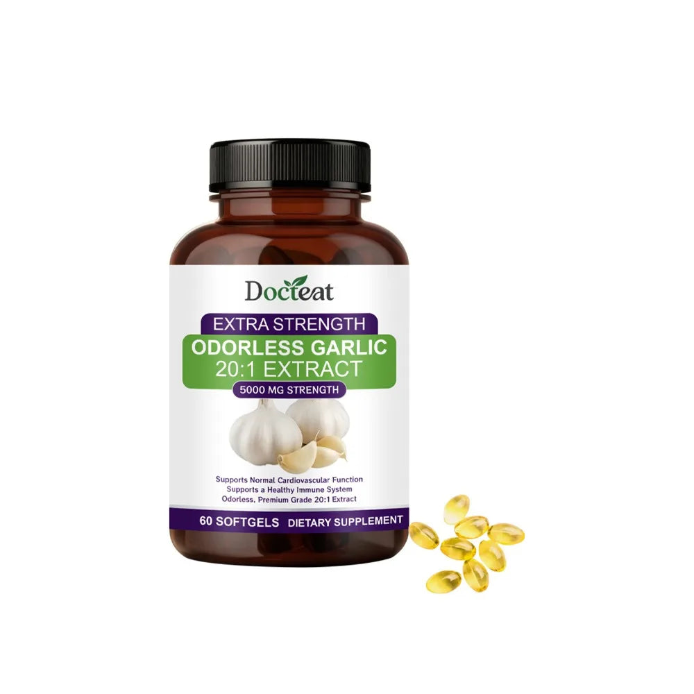 Docteat Odorless Garlic Softgels 5000mg – 60 CT Aged Garlic