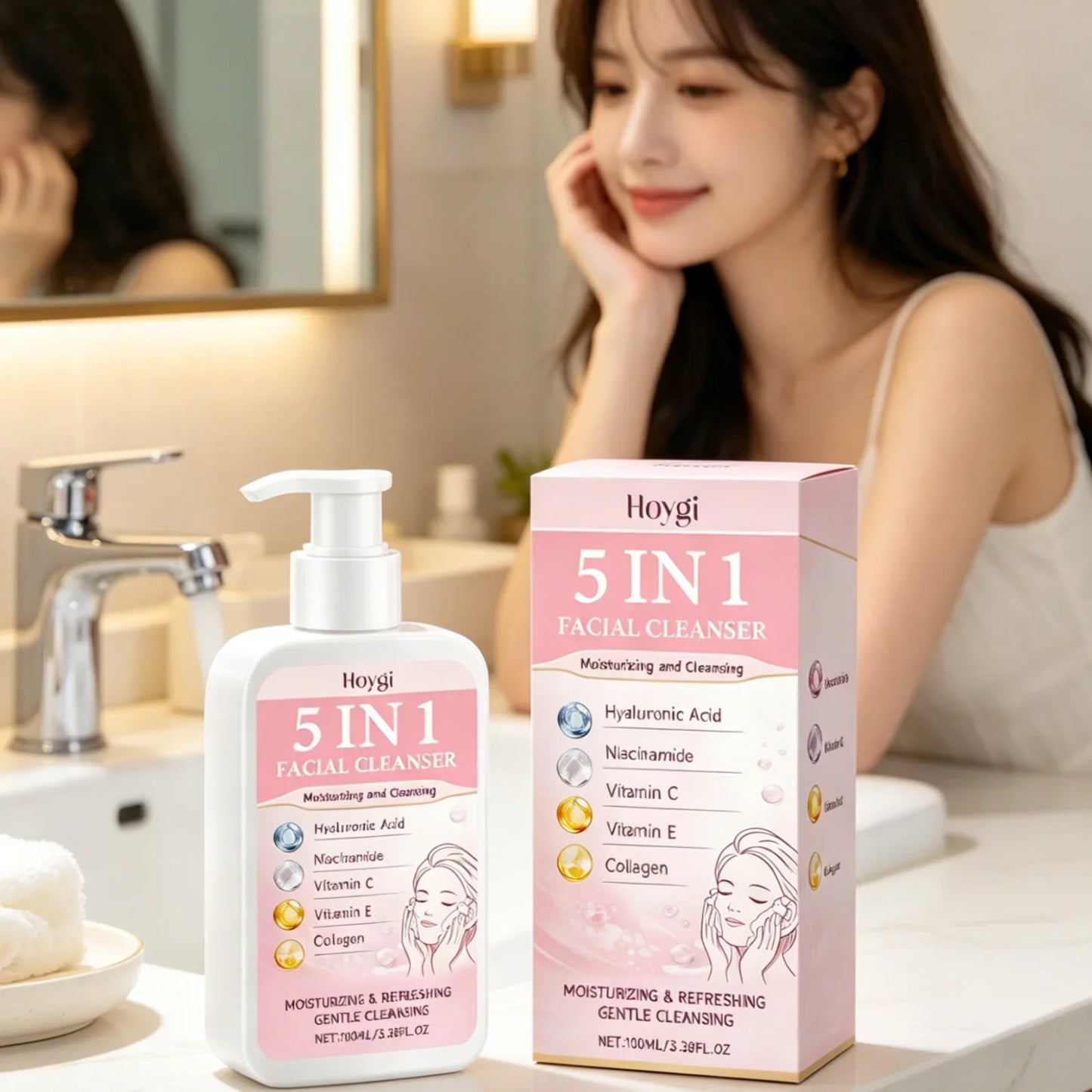 Hoygi 5-in-1 Facial Cleanser – Oil Control & Brightening Foam