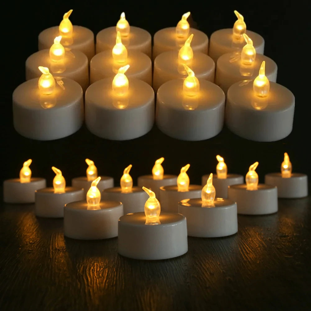 6-48Pc LED Flameless Candles Battery Operated Creative Wishing Tealight Warm White Fake Electric Candle For Halloween Christmas Peaceful Pleasures Health and Wellness 24Pc NO remote