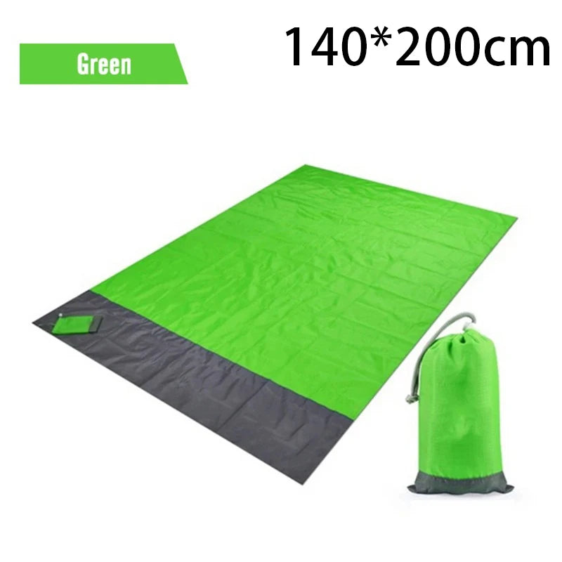 Waterproof Picnic Mat Outdoor Beach Mat Folding Portable Camping Mat Gingham Moisture Proof Lightweight Blanket with Pocket Peaceful Pleasures Health and Wellness Green Grey 140x200cm