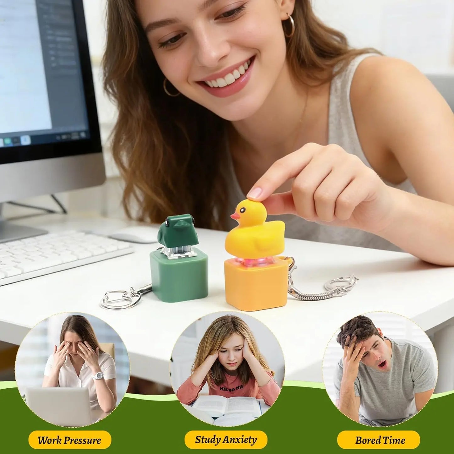 Duck & Frog LED Fidget Clicker Keychain with Sound | USB-C