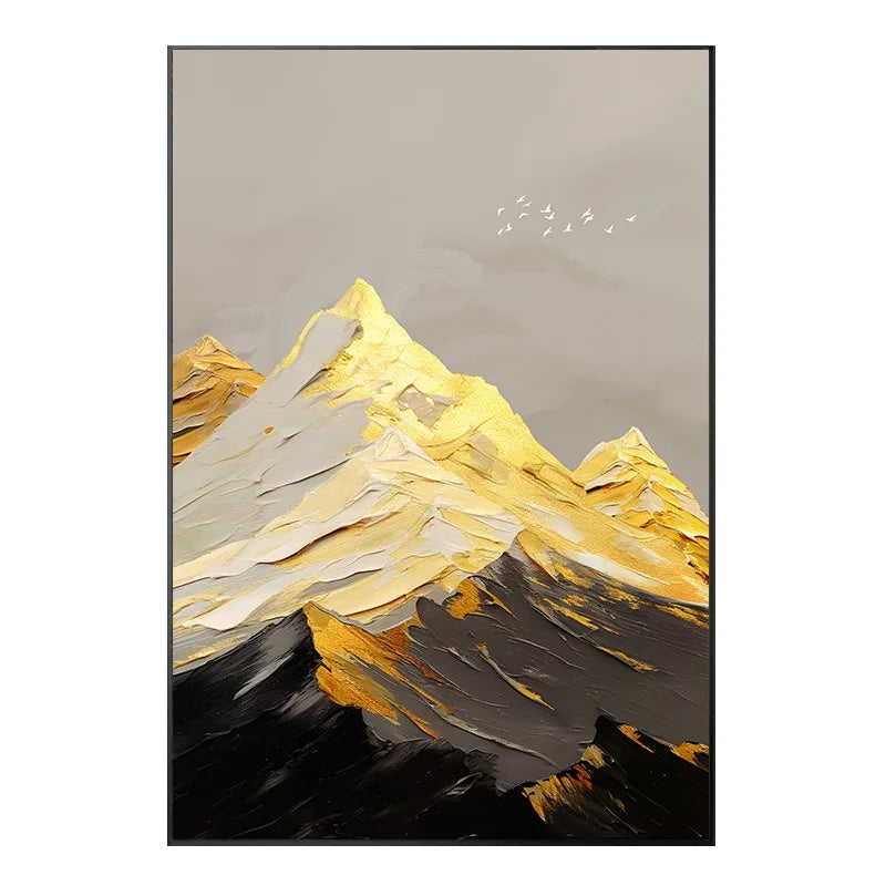 Abstract Canvas Acrylic Oil Painting Wall Art Mural Modern Creative Black White Gray Blue Brown Orange Green Golden Mountain Peaceful Pleasures Health and Wellness No Frame 1 180x250cm