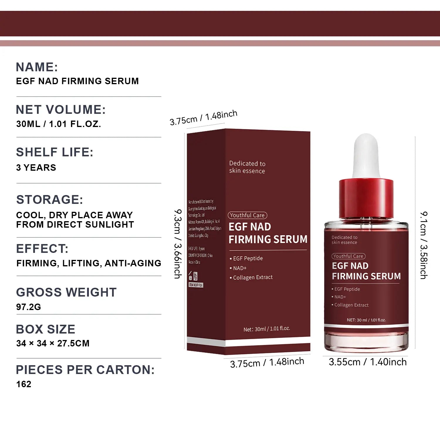 NAD+ EGF Firming Serum, Plumping, Radiance Boosting Serum, Cares for Look of Fine Lines, Skin Elasticity & Firmness,30ml Peaceful Pleasures Health and Wellness