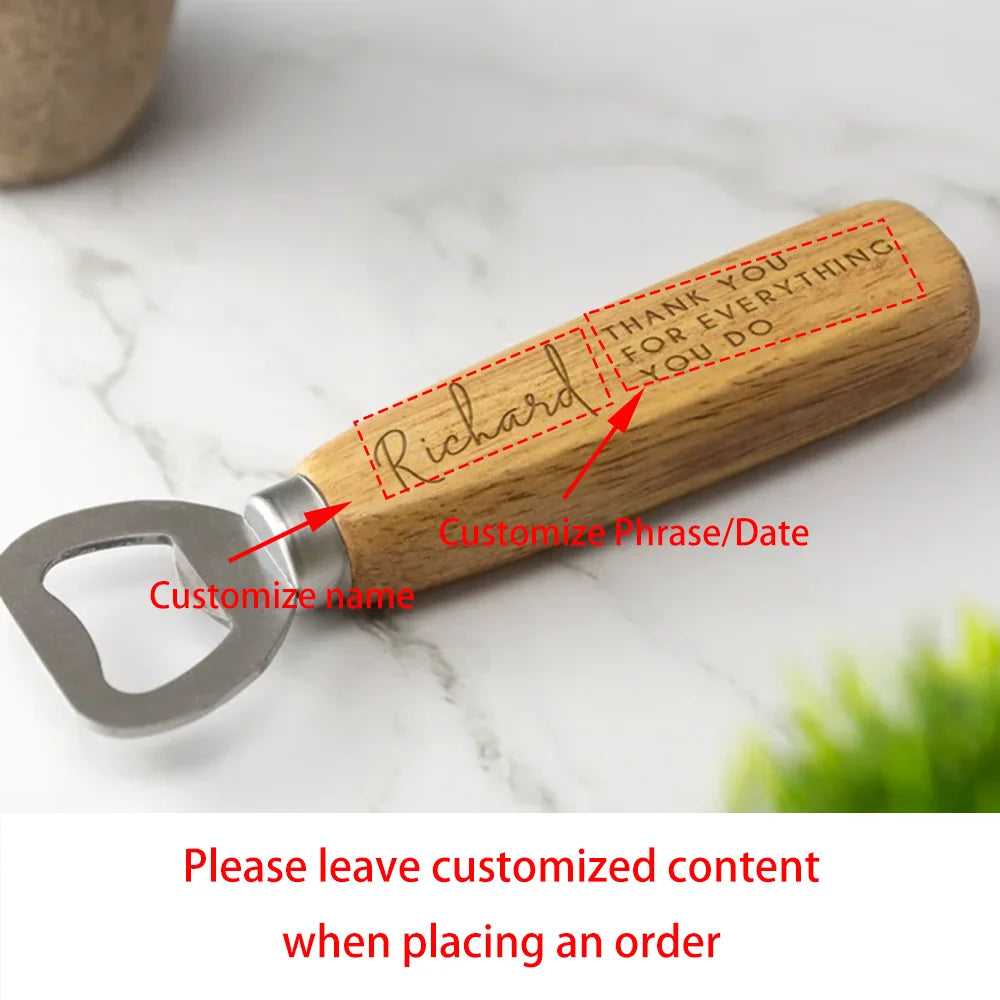 Custom Engraved Wooden Bottle Openers – 10-Pack Party Favors
