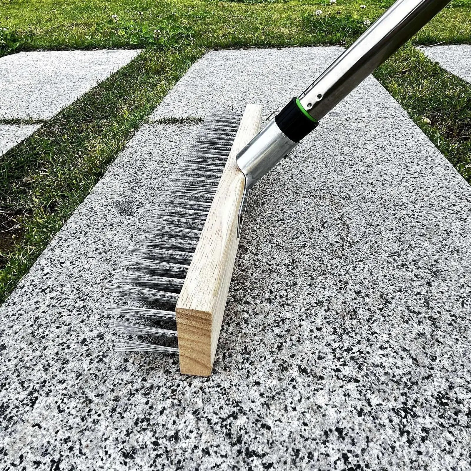 Heavy Duty Stainless Steel Wire Deck Brush – 62" Telescopic Pole Floor Scrub Brush Peaceful Pleasures Health and Wellness CN