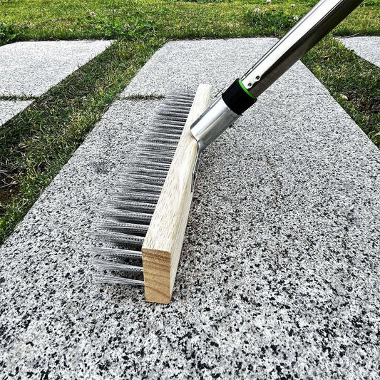 Heavy Duty Stainless Steel Wire Deck Brush – 62" Telescopic Pole Floor Scrub Brush Peaceful Pleasures Health and Wellness CN