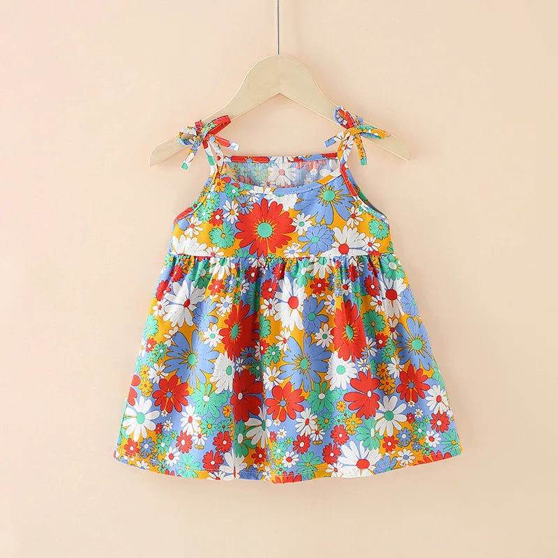 Girls Sleeveless Floral Sundress | Summer Beach Princess Dress