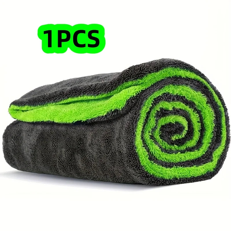 1/2 Pack Fluorescent Green Car Cleaning Cloth, Car Wash Towel, Glass Cleaning Towel, Extra Large and Thick, Super Absorbent, Non-Marking, Strong Water Absorption, Quick-Drying Car Wash Towel Peaceful Pleasures Health and Wellness 1Pcs