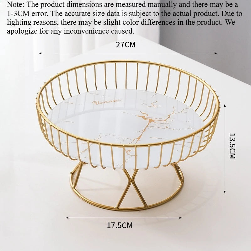 1 Piece of European-style Light Luxury Fruit Plate, Creative Living Room Home Fruit Basket, Afternoon Tea Candy Dessert Stand Peaceful Pleasures Health and Wellness white