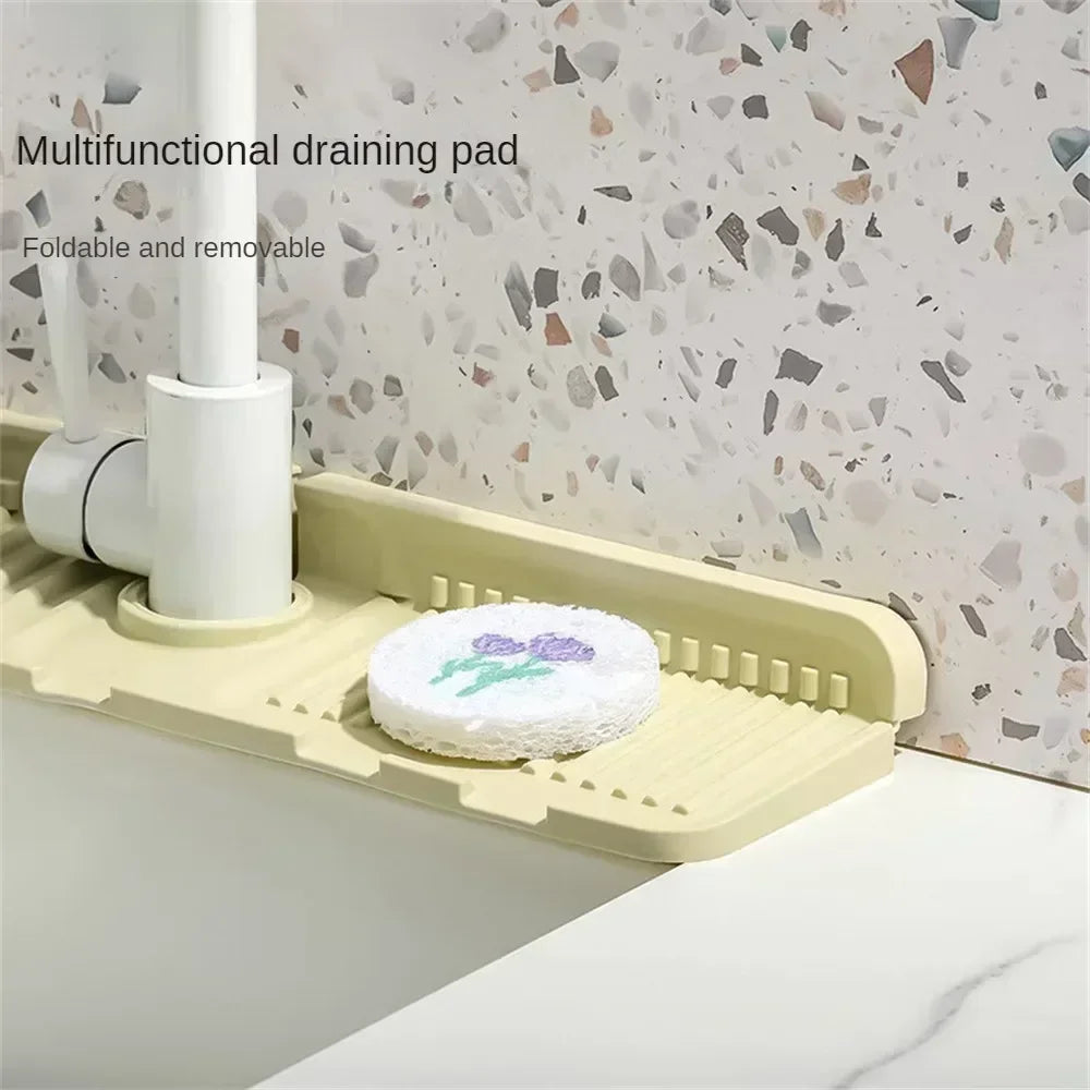 Silicone Faucet Splash Pad Multipurpose Toilet Soap Storage Slope Design for Rapid Drainage Kitchen Foldable Drainage Mat Peaceful Pleasures Health and Wellness