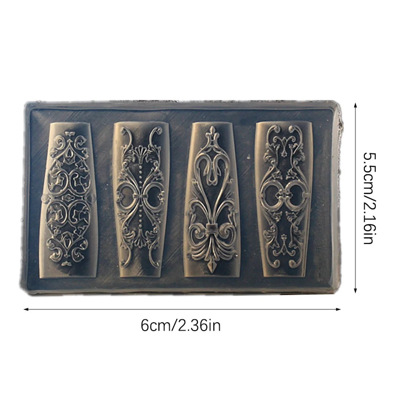 Nail Mold Silicone Retro Pattern Nail Art Decorations Baroque Style Relief Design Nail Art Template Stereoscopic Manicure Tools Peaceful Pleasures Health and Wellness