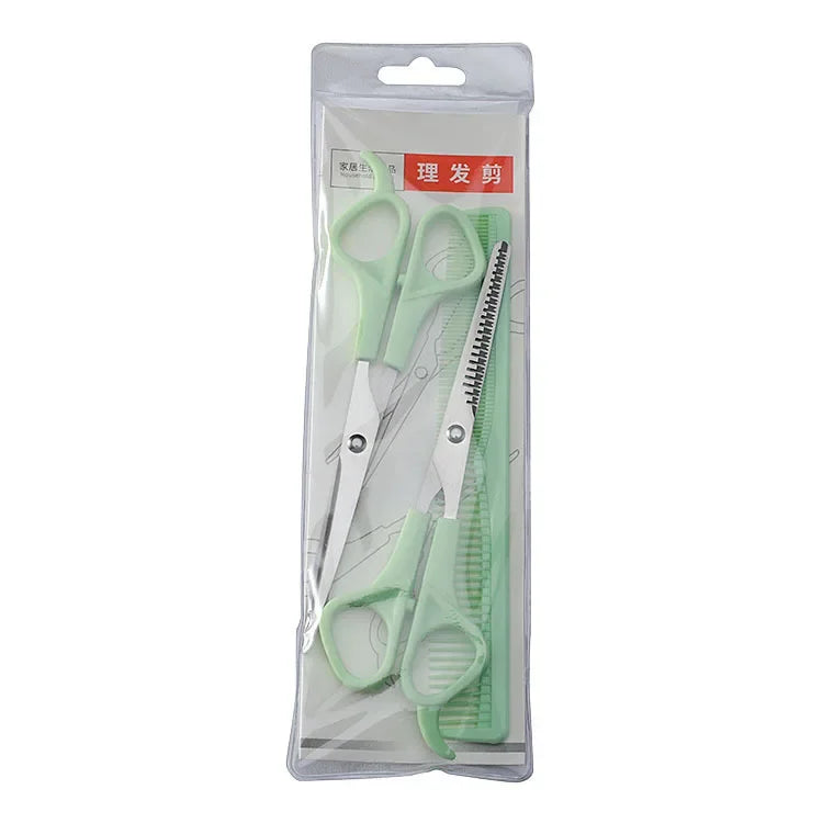 3PCS Hairdressing Scissors 6 Inch Scissors Kit Tool for Cutting Thinning Hair Comb Barber Accessories Salon Hairdressing Shears Peaceful Pleasures Health and Wellness Nordic green