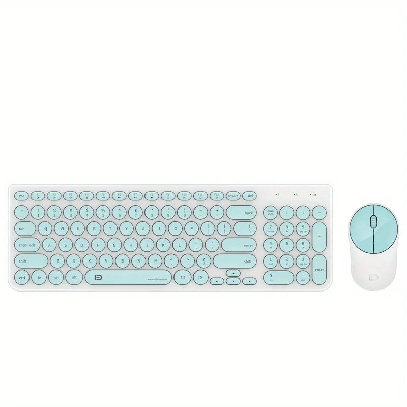 1 Set of 2.4G Wireless Keyboard and Mouse, Portable 95-key Multimedia key Office Mouse Kits, Silent Round Keyheads keyboard Mice Peaceful Pleasures Health and Wellness Green