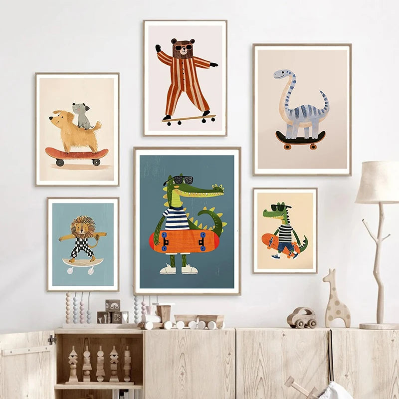 Funny Animal Canvas Wall Art Prints | Kids Nursery Room Decor