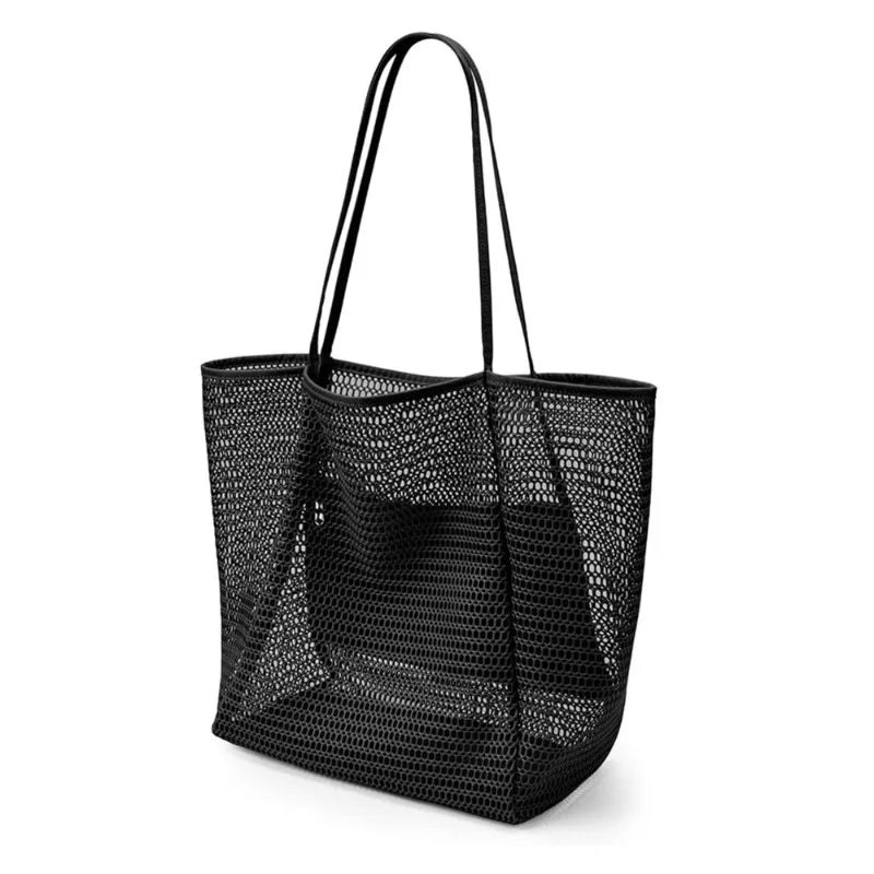 Expandable Mesh Beach Bag for Women – Foldable Crossbody Tote