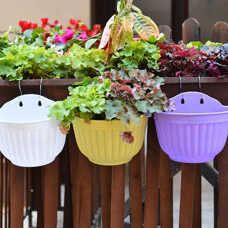 Wall Mounted Plastic Flowerpot Resin Gardening Colored Green