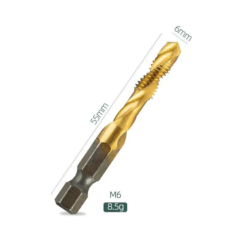 1/6Pcs M3/M4/M5/M6/M8/M10 Hand Tools Hex Shank Titanium Plated HSS Screw Thread Metric Tap Drill Bit Screw Machine Compound Tap Peaceful Pleasures Health and Wellness A4-1PC