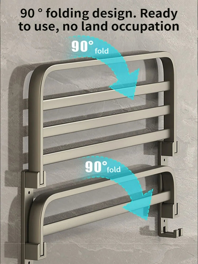 Wall Mounted Space Aluminum Towel Rack 50cm & 60cm | Grey/Black