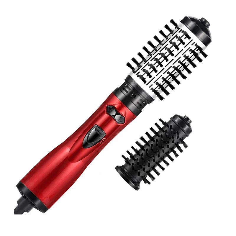 Multifunctional 3 In 1 Hot Air Brush Automatic Rotating Curler Round Rotating Rotating Hair Brush Hot Air Dryer Volumizer Styler Peaceful Pleasures Health and Wellness Red UK Plug