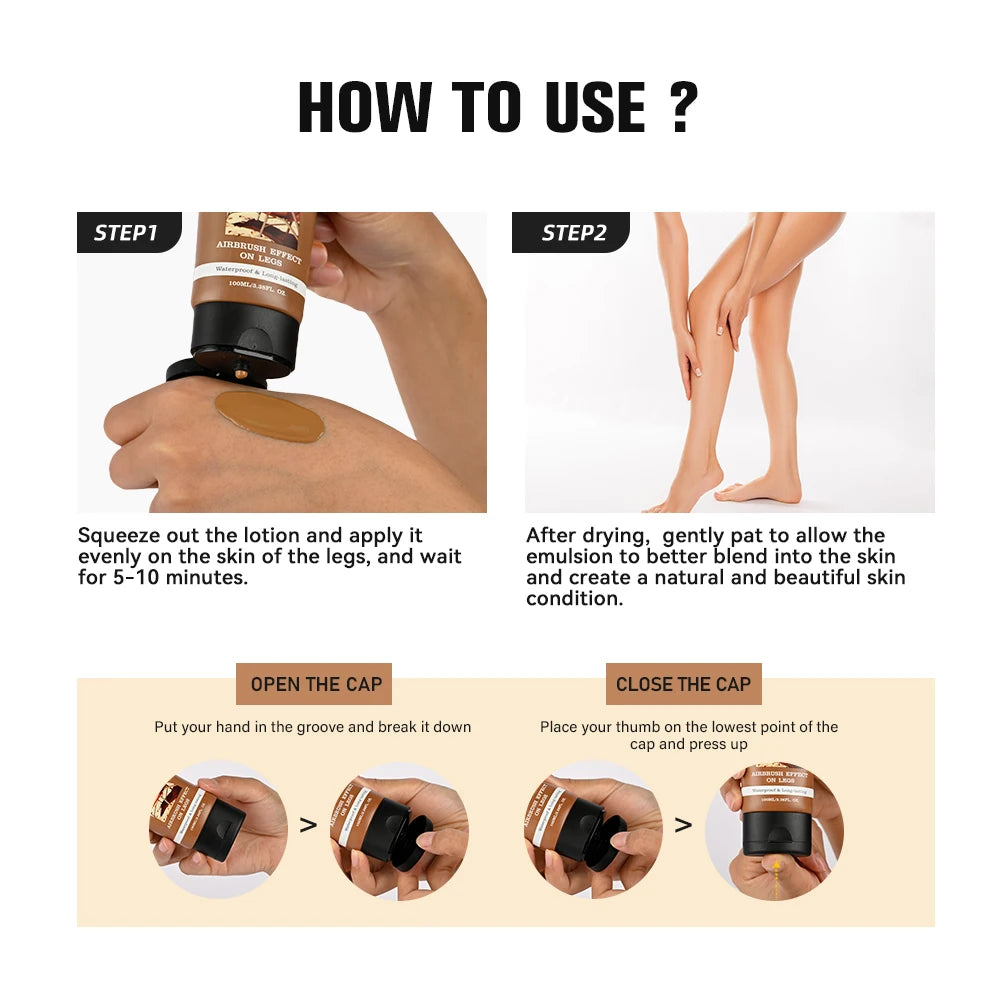 100ml Leg Makeup Long-lasting Waterproof And Anti-Transfer Concealer Even Skin Tone Wheat Tan Brown Liquid Foundation Peaceful Pleasures Health and Wellness