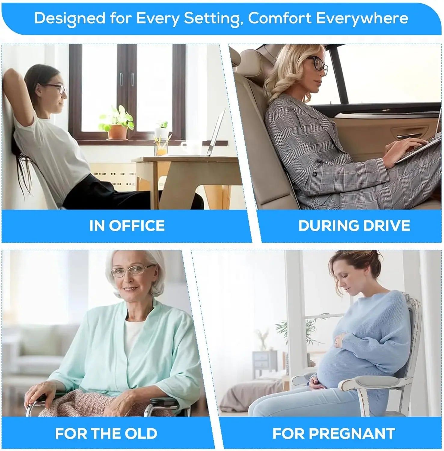 Ergonomic Memory Foam Seat Cushion for Coccyx Pain Relief, Car and Office Use, Breathable Design Peaceful Pleasures Health and Wellness
