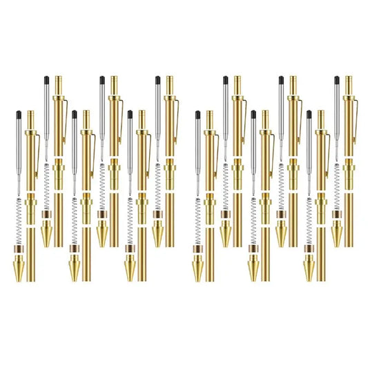 12-Piece 8mm Wood Turning Retractable Click Pen Kit with Refills Wood Turning Pen Kit Peaceful Pleasures Health and Wellness Default Title