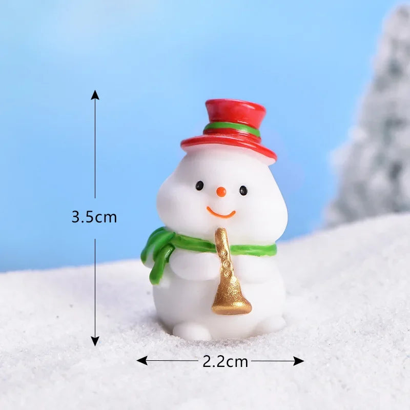 Mini DIY Resin Christmas Santa Snowman Figurine Micro Landscape Model Miniature Garden Figurine New Year Home Ornament Decor Peaceful Pleasures Health and Wellness 4