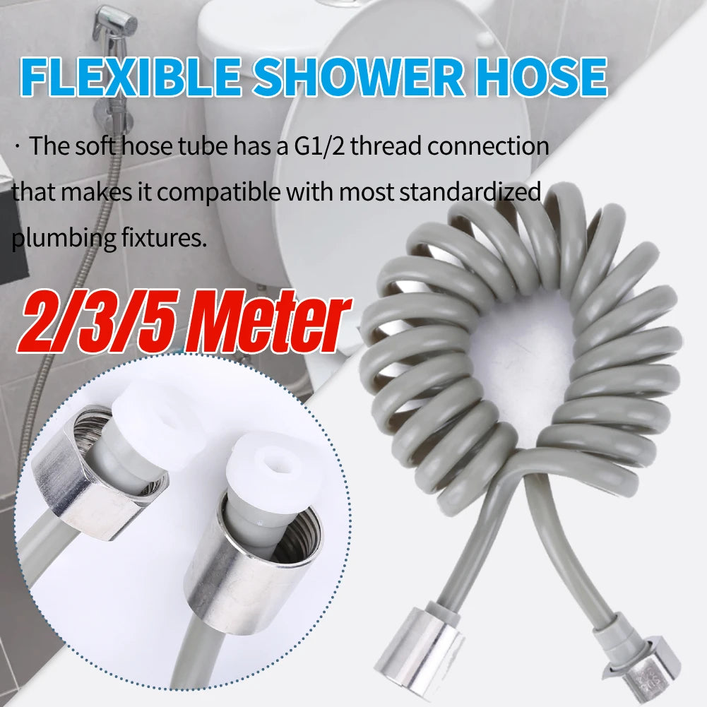 2/3/5 Meters Telephone Line Shower Hose Flexible Water Plumbing Hose Plastic Anti-wrap for Bathroom Water Toilet Bidet Sprayer Peaceful Pleasures Health and Wellness
