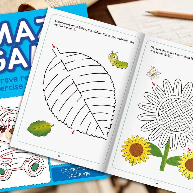 Interactive Maze Activity Book Colorful Patterns Fun Drawing Kids