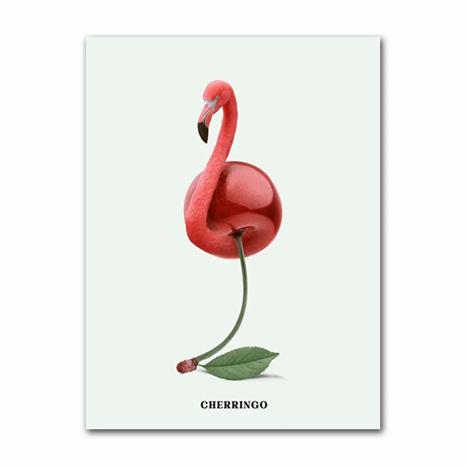 Funny Fruit Animal Poster, Kitchen Canvas Painting, Garlic, Goose,Cauliflower, Sheep Wall Picture, Living Room Decor Peaceful Pleasures Health and Wellness T60436-07 50x70cm Unframed