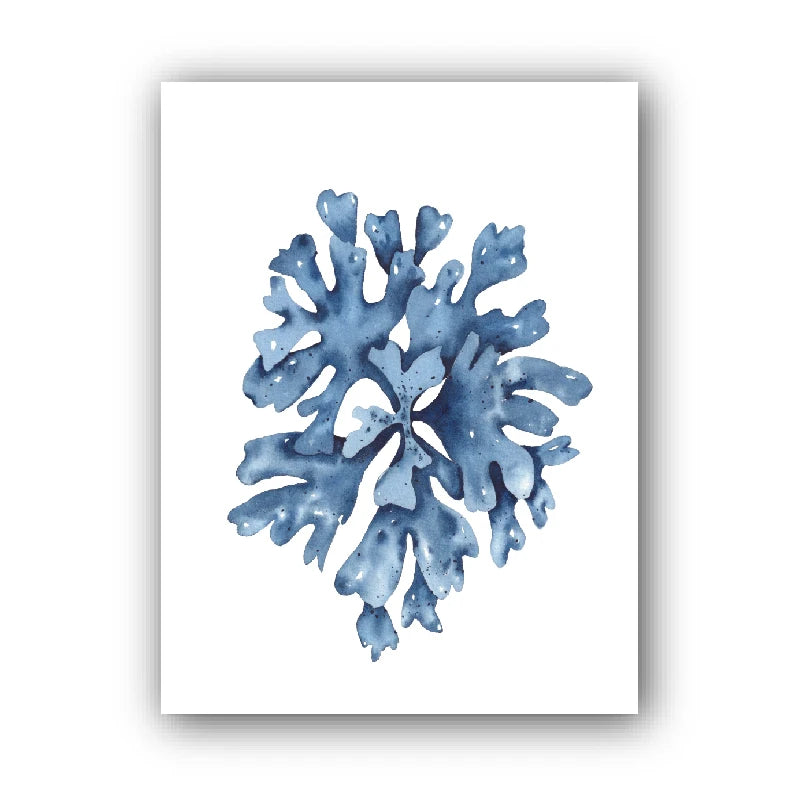Blue Coral Watercolor Canvas Wall Art | Coastal Seaweed Print Canvas Wall Art Peaceful Pleasures Health and Wellness 7 20x30cm Unframed