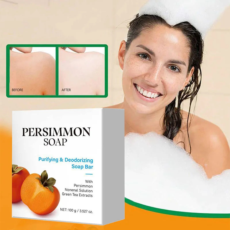 Japanese Persimmon Deodorant Soap Natural Gentle Exfoliation Brighten Deep Cleaning Oil Control Smoothing & Moisturizing Soap Peaceful Pleasures Health and Wellness