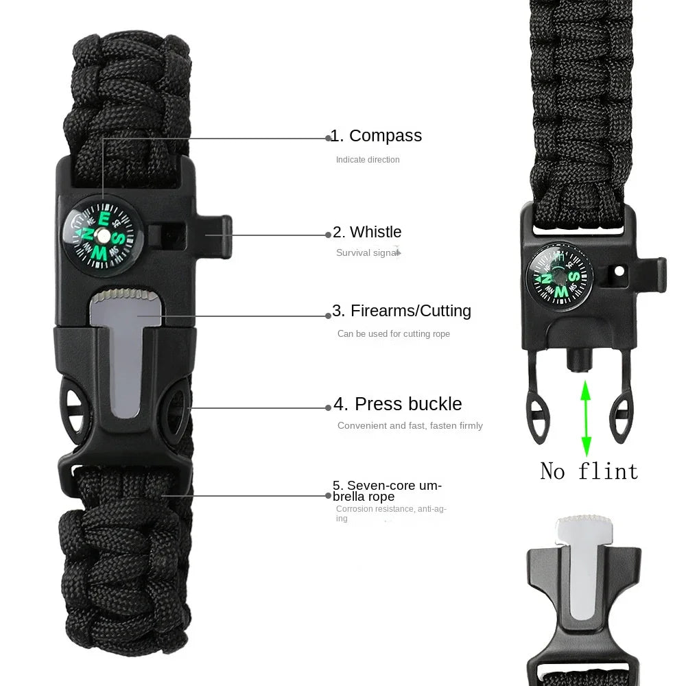 (No flint) Outdoor Adventure Survival Kit SOS Emergency First Aid Kit Camping Equipments Self-defense EDC Box Peaceful Pleasures Health and Wellness