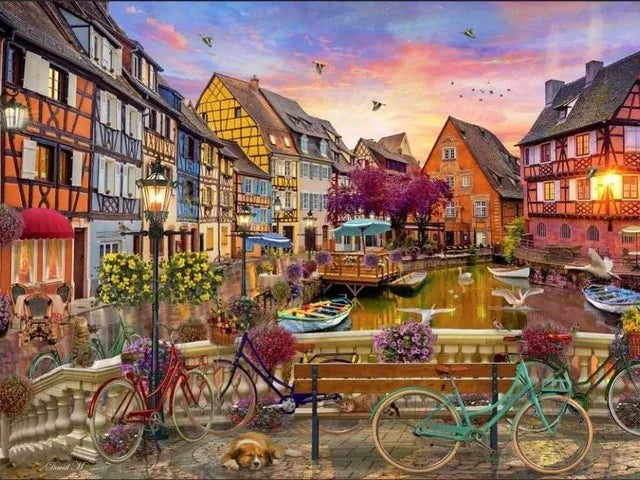 Diamond Painting Street Landscape Kit | Mosaic Art for Adults & Kids